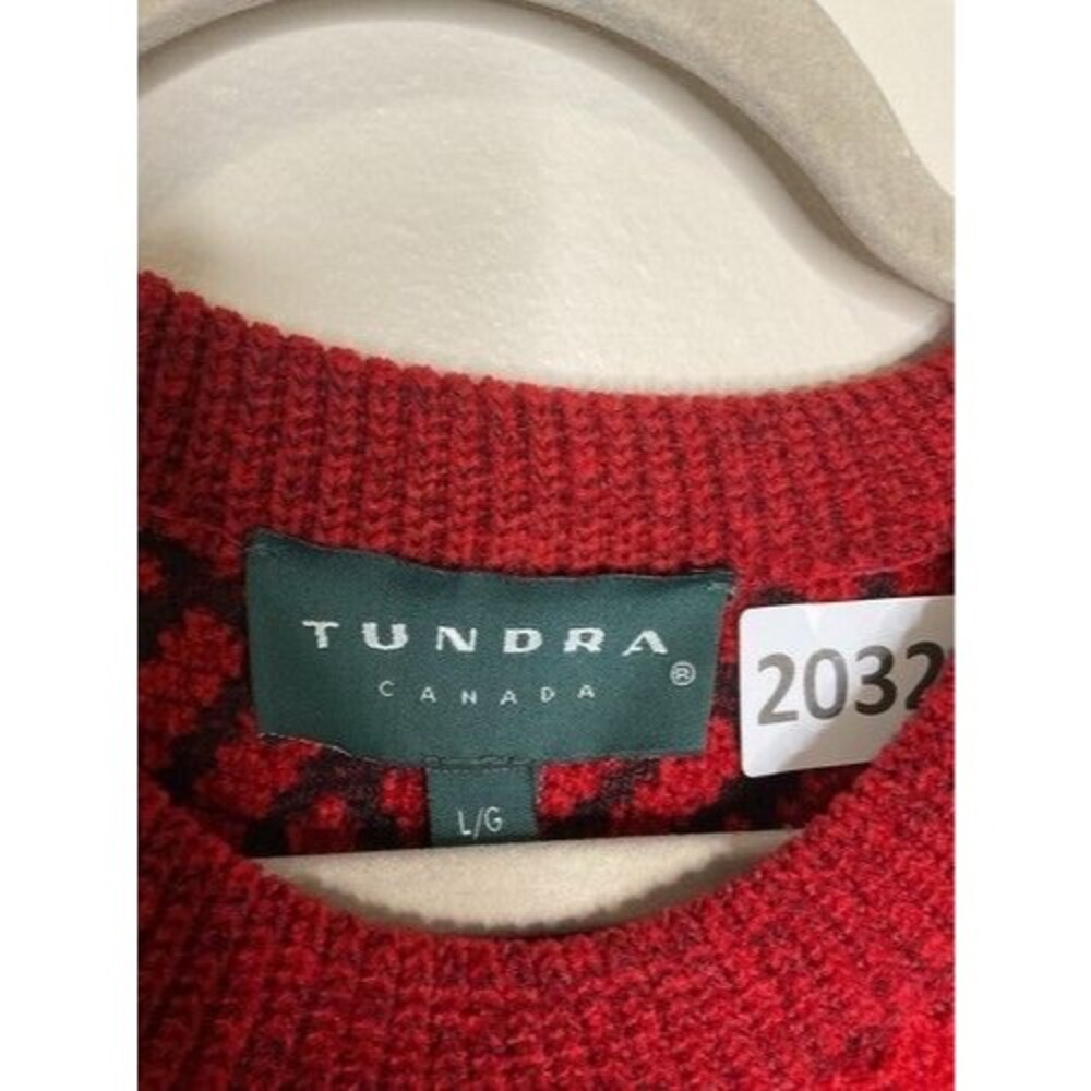 VTG Tundra Canada Red/Black 3D Textured Knit CrewNeck Sweater Men Size Large - Picture 2 of 9